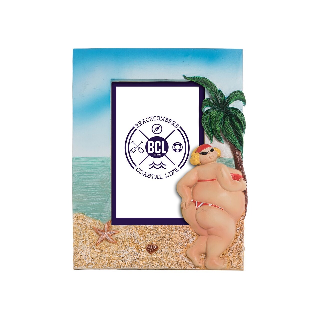 4 x 6 Peek A Boo Janet Picture Frame Resin Home Decor Tropical Beach Coastal Palm Tree 6.5 x 1.38 x 8.46